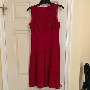 Ann Taylor Red A-Line Midi Dress for Weddings
